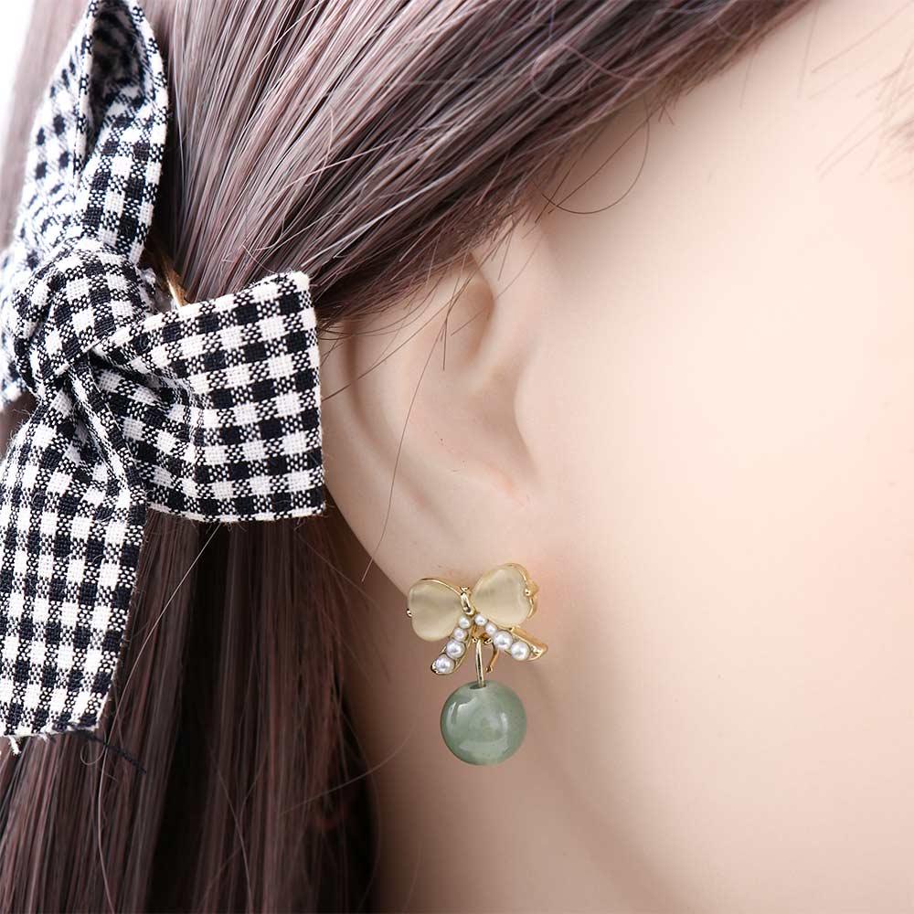 Anting Pejantan Mutiara Agustinina Temperamen Trendi Wanita Giok Indah Alloy Anting Gaya Korea