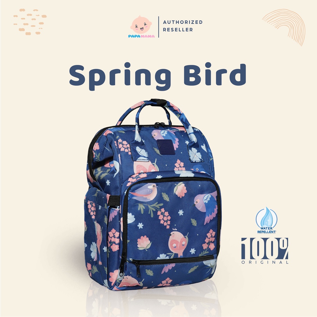 PapaMama Diaper Bag Pattern Spring Bird - Water Repellent Material - 1033
