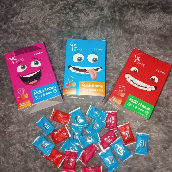 YOUVIT Gummy multivitamin anak 3-16 tahun kemasan box isi 6 sachet