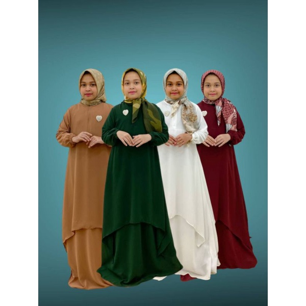 PB Prilly Busana - NOOR GAMIS MALAYSIA CERUTY ANAK - BAJU ANAK SHOLEHAH - MAXYDRESS POLOS ANAK - BAJU ANAK 2 LAYAR