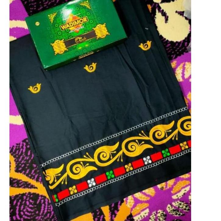 FREE ONGKIRsarung bordir wadimor warna hitam,benang kuning,motip kerawang gayo|RA9