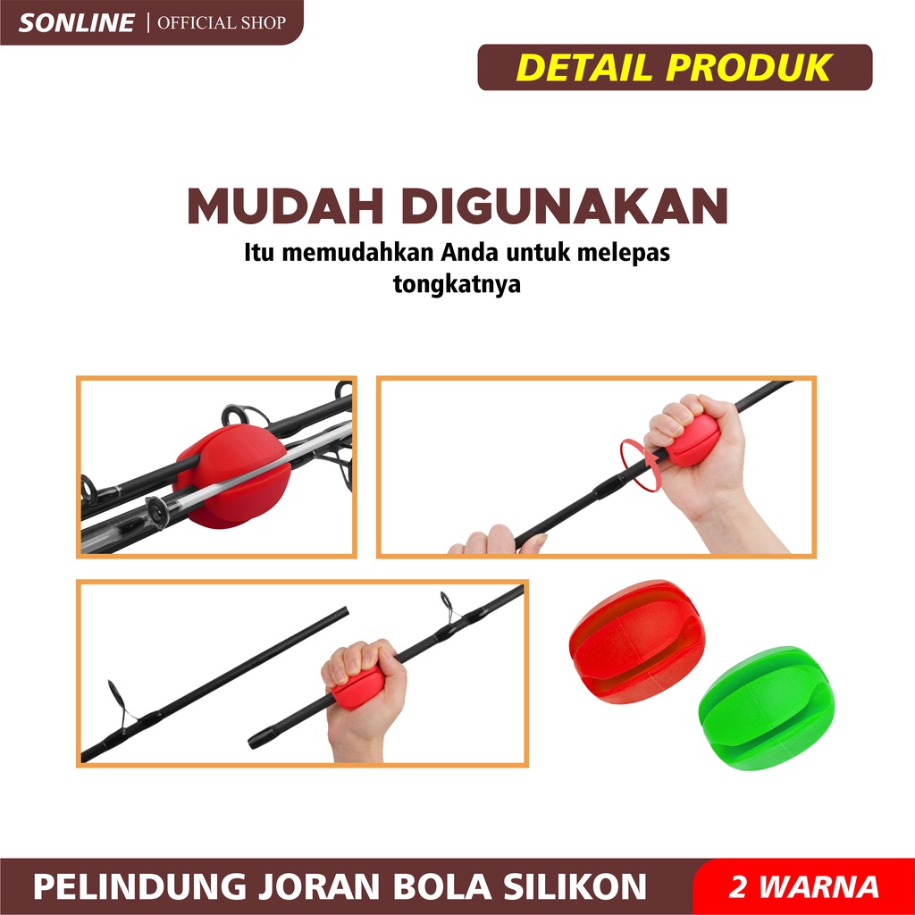 SONLINE Karet Pelindung Joran Pancing Pengikat Joran Pancing Bentuk Telur Bahan Karet Lembut 2 Warna