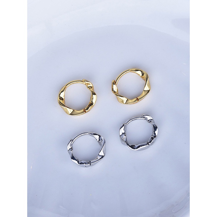 Unisex Anting Hoop Mobius Kecil Untuk Wanita Lingkaran Geometris Sederhana Warna Silver Earring Hadiah Pesta Fashion Perhiasan