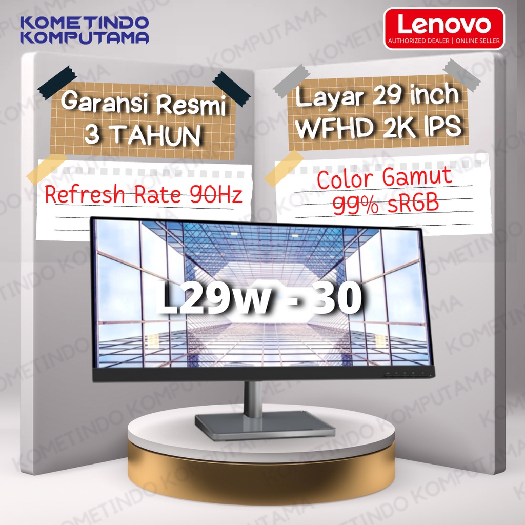 L29w-30 29&quot; LED Monitor Lenovo WFHD 2K IPS HDMI DP 90Hz, 99%sRGB - Garansi Resmi