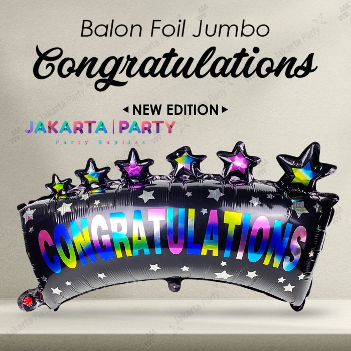 Gradien Congratulation / Foil Crown Congratulation Hitam Jumbo