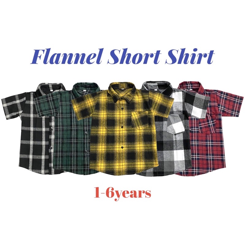 KEMEJA FLANNEL LENGAN PENDEK ANAK 1-6th