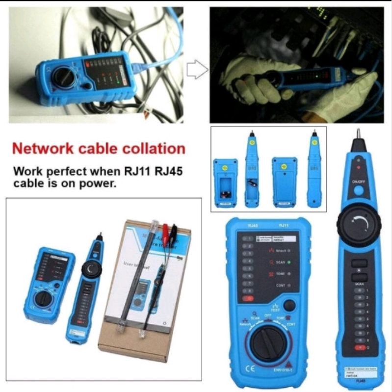 FWT11 Network Wire Tracker RJ45 RJ11 Cable Tester FWT 11 LAN Locator FWT-11 Kabel Jaringan RJ-45 RJ