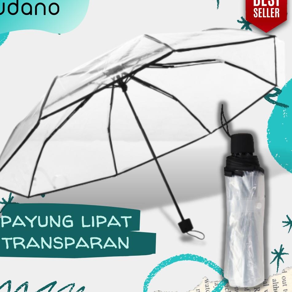 ⚡GROSIR⚡ Payung Lipat Transparan UDANO Premium Quality Murah Bening Mini Korea Jepang Portable Keren