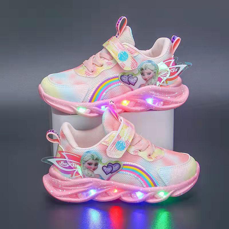 Sepatu Anak Perempuan model lampu led Sneaker ELSA 2022 LED Kids Shoes Sepatu Sport Anak Casual Impo