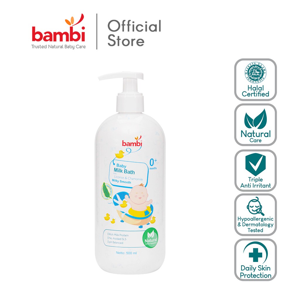 Bambi Baby Milk Bath &amp; Refill - Sabun Bayi Kaya Protein Susu Nabati