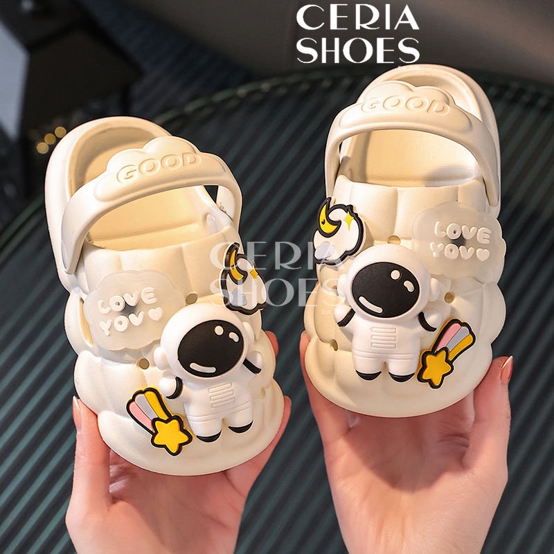 EVA Sandal Anak Import Karet EVA Spons Ringan Sol Anti Slip Motif ASTRONOT Moon Stars BALANCE