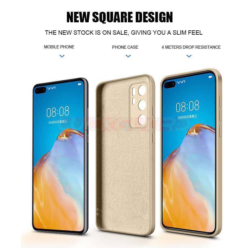 Untuk Huawei P20 P30 P40 Pro LiteOriginal Bumper Persegi Silikon Cair Casing Ponsel Untuk Huawei Nova 8pro SE Soft Cover