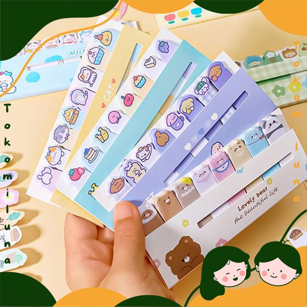 

Sticky notes eight in a row mini label memo lucu cute bookmarker penanda buku HB1201
