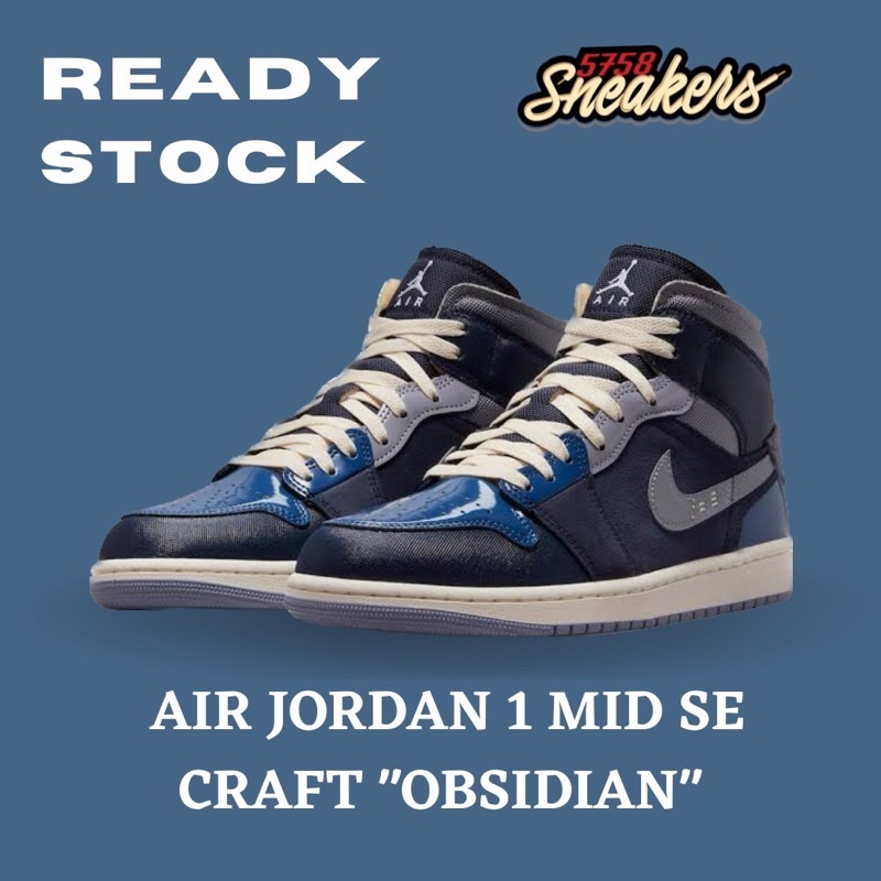 Air Jordan 1 Mid SE Craft Obsidian Blue Navy 100% Original
