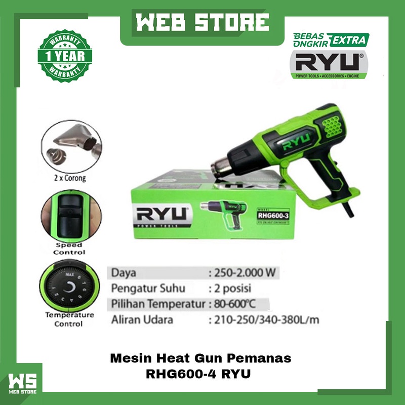 Mesin Pemanas RYU Heat  Gun Blower Hot Air Gun Blower panas RHG600-4