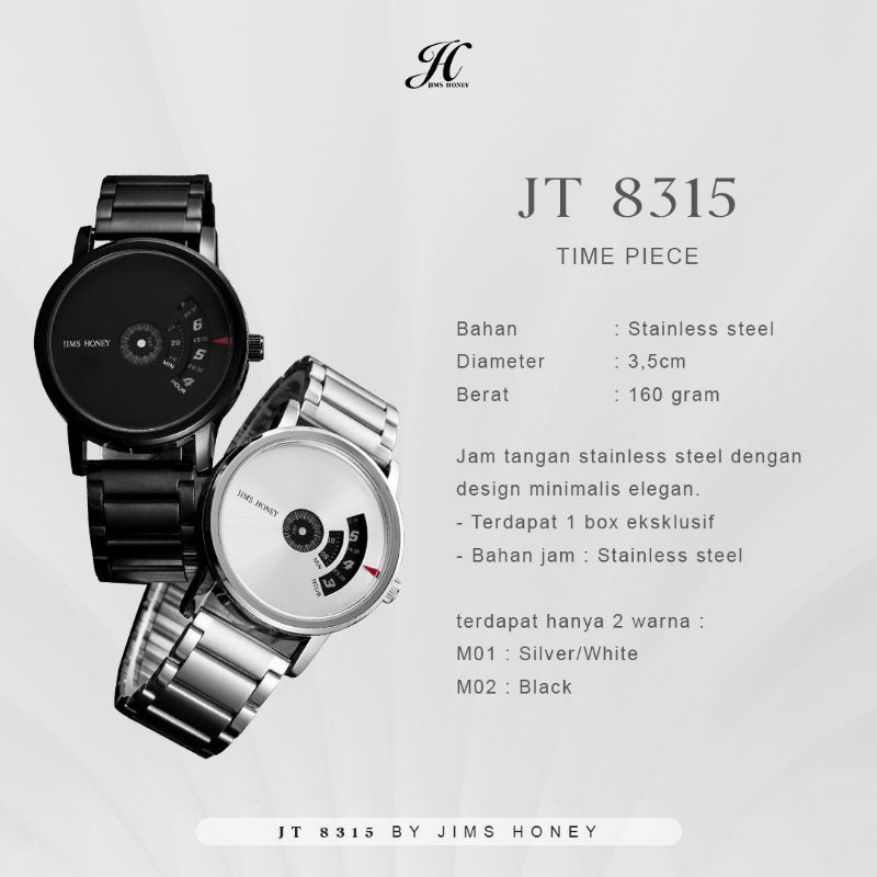 JT 8315 Jim's Honey Jam Tangan Pria Stainless Steele Anti Air || Jam Tangan Sporty Minimalis