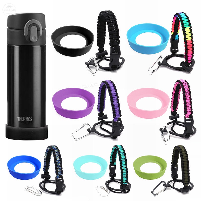 Aquaflask Tumbler Non-slip Boot Silicone Pad Cover Dan Pegangan Paracord Berwarna 2Pcs Untuk Aksesoris Botol Air 12-24oz/32-40oz