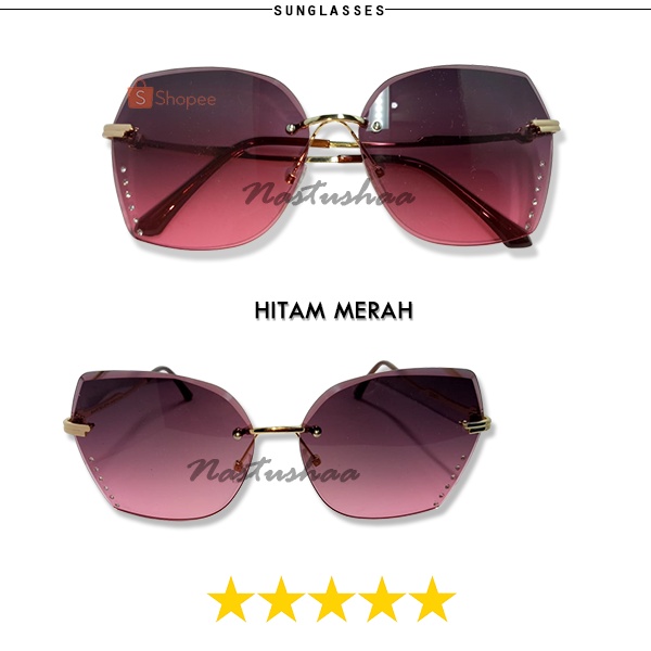 Kacamata Hitam Wanita No Frame Titanium Diamond Kacamata Fashion Wanita Murah Sunglasses Import Gradasi