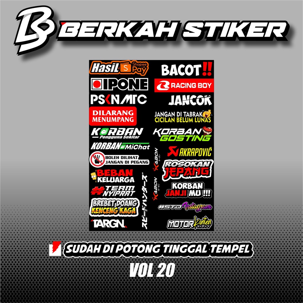 Sticker Pack Racing Stiker Motor harga perlembar laminasi glosy dan cuting