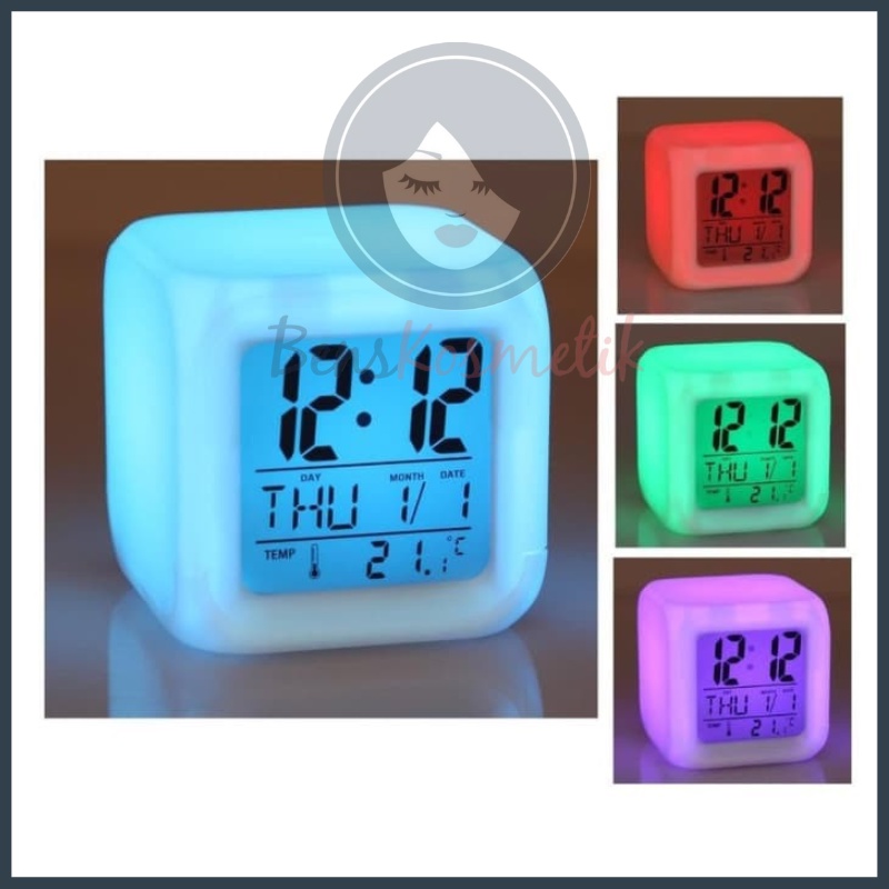 Jam Weker - Digital Glowing Alarm Clock - 7 LED Color Change