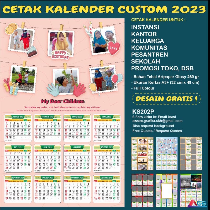 

Kalender Dinding 2023 Terbaru Aesthetic Custom Foto Keluarga Anak Anak Bahan Tebal Artpaper Glossy Kalender Gift Kado Souvenir Murah Berkualitas