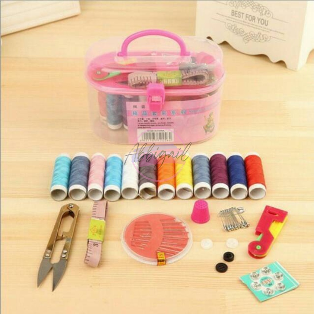 𝘈𝘉𝘎✰ PERALATAN JAHIT SEWING KIT / SET ALAT JAHIT JARUM DAN BENANG / PERLENGKAPAN MENJAHIT DENGAN 8 PCS BENANG 1246