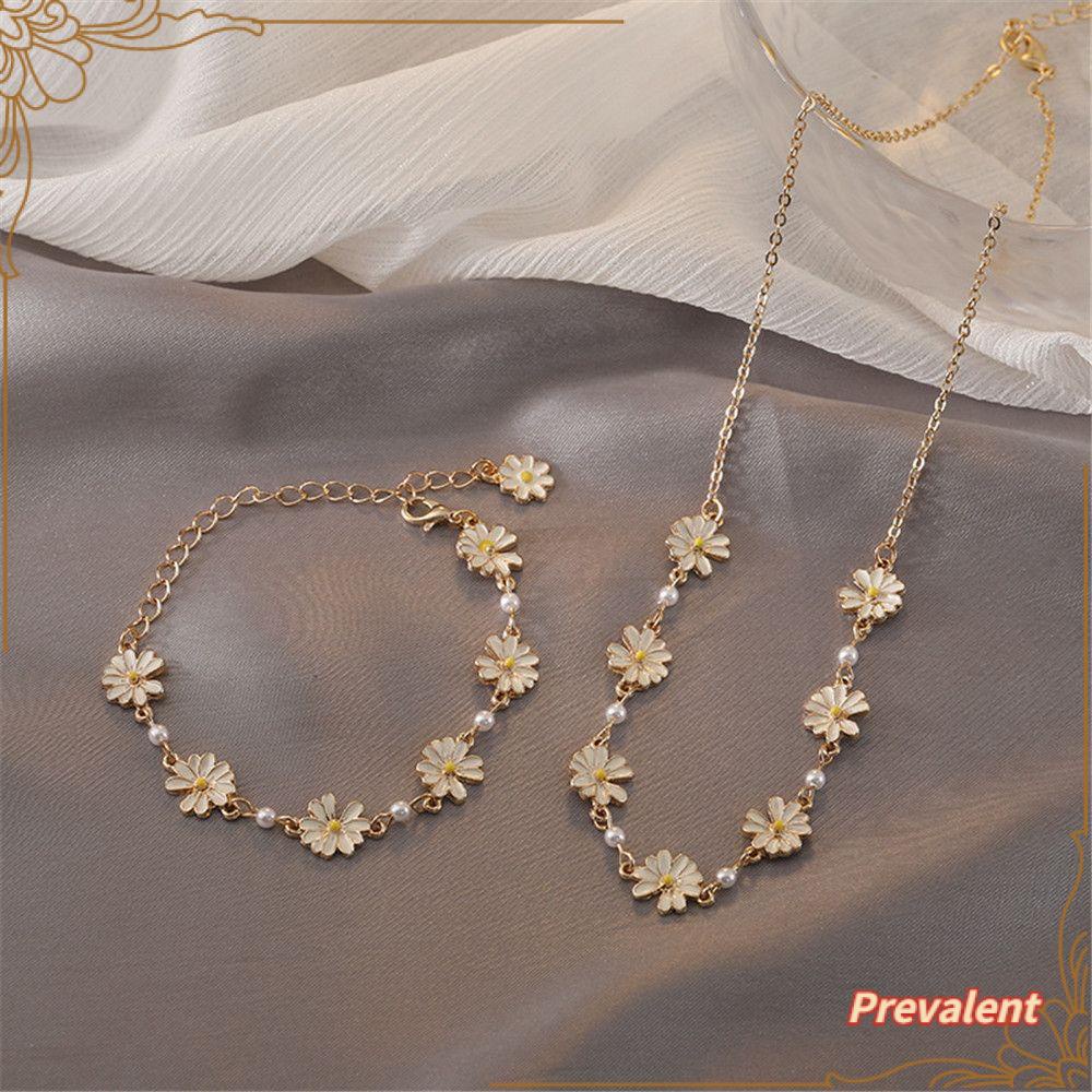 Preva Gelang Krisan Daisy Perhiasan Choker Rantai Mutiara Buatan