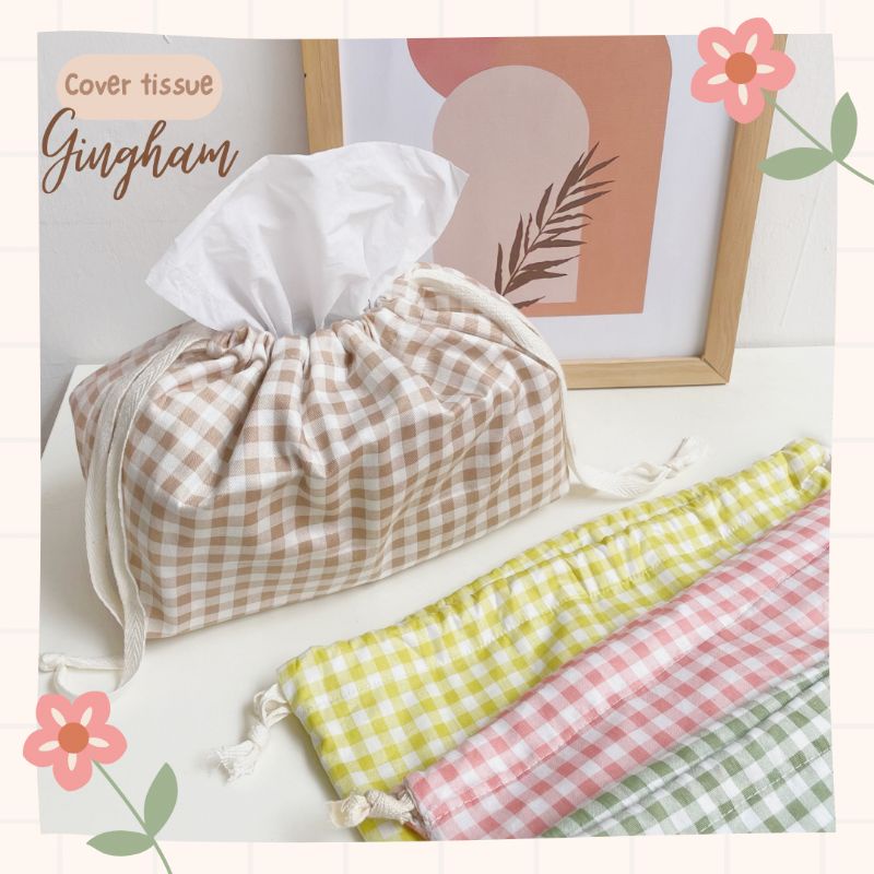 Tempat tissue gingham / Pouch serut korea aesthetic