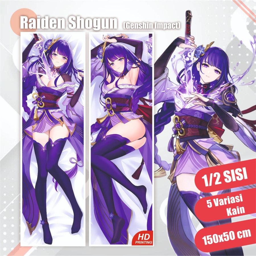 Dakimakura Raiden Shogun Baal Genshin Impact 150x50 cm (Cover Only)