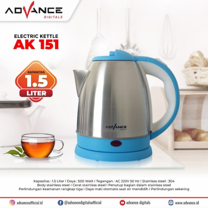 ADVANCE AK151 / AK-151 Electric Kettle Teko Listrik 1.5 liter