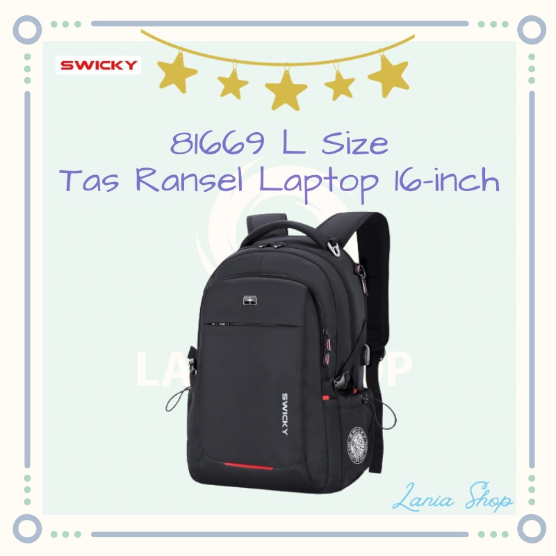 SWICKY 81669 L Size - Tas Ransel Laptop 16-inch Waterproof Backpack