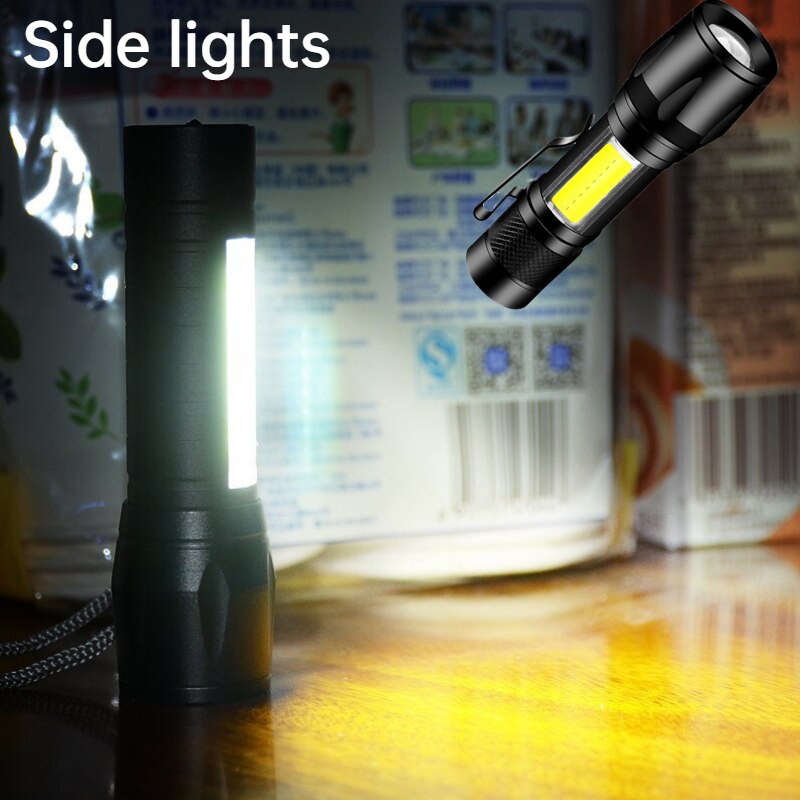 Senter Led Mini Superterang Senter Mini Led Usb 3800 Lumens Waterproof Pocketman COB Zoomable - P1