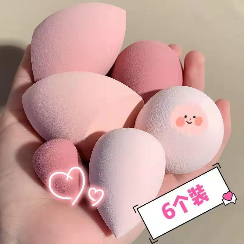 6pcs Blender Makeup Kosmetik Puff Makeup Sponge Dengan Kotak Penyimpanan Foundation Bedak Sponge Alat Kecantikan Make Up