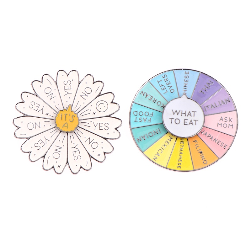 Apa Makan Spinner Enamel Pin Spinner Enamel Pin Daisy Putusan Pilihan Makanan Dapat Diputar Bros Kerah Lencana Lucu Kreatif Perhiasan Hadiah Untuk Anak-Anak Teman