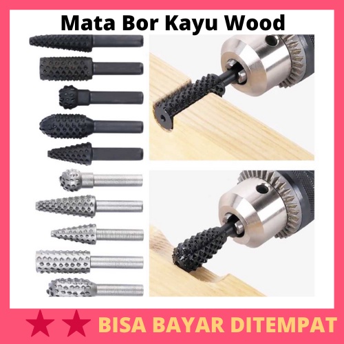 Mata Bor Kayu Wood Bits Steel 1/4 Inch 5 PCS / Mata Bor Pelubang Pelobang Pembolong Amplas Gerinda G