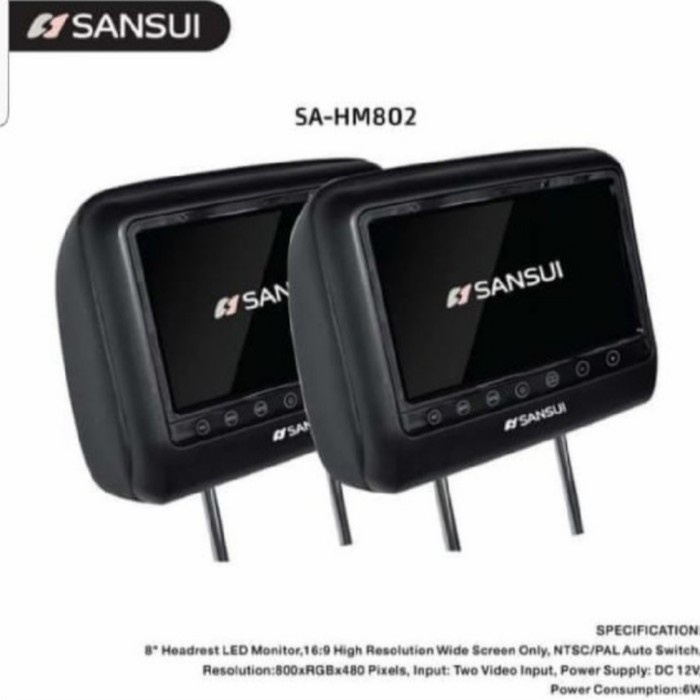Headrest Monitor Sansui SA-HM802 Tv Bantal Mobil Universal