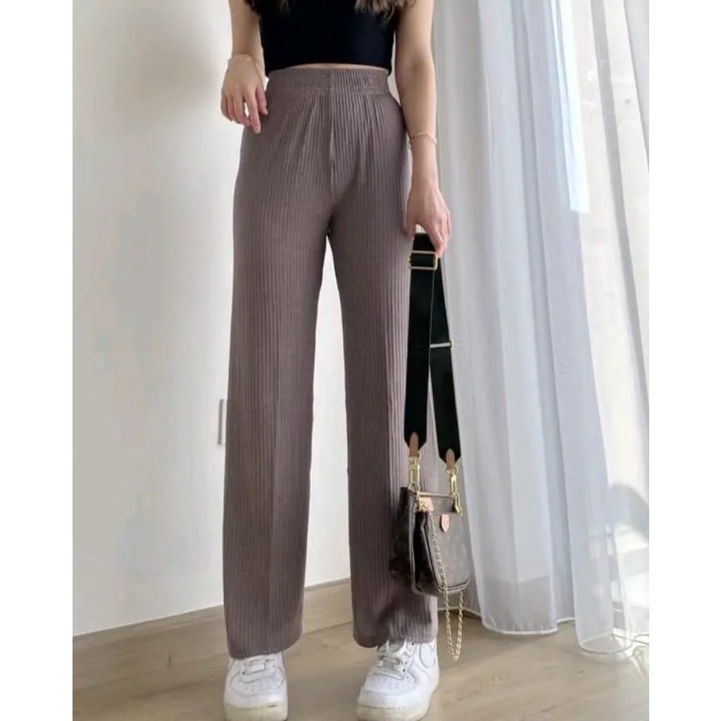 Tq88indonesia Fashion Celana Cullote Wanita Terbaru / RJT Meeranda Kulot Knit Highwaist RAJUT / Celana Panjang Polos / Celana Casual Cewek / Ootd