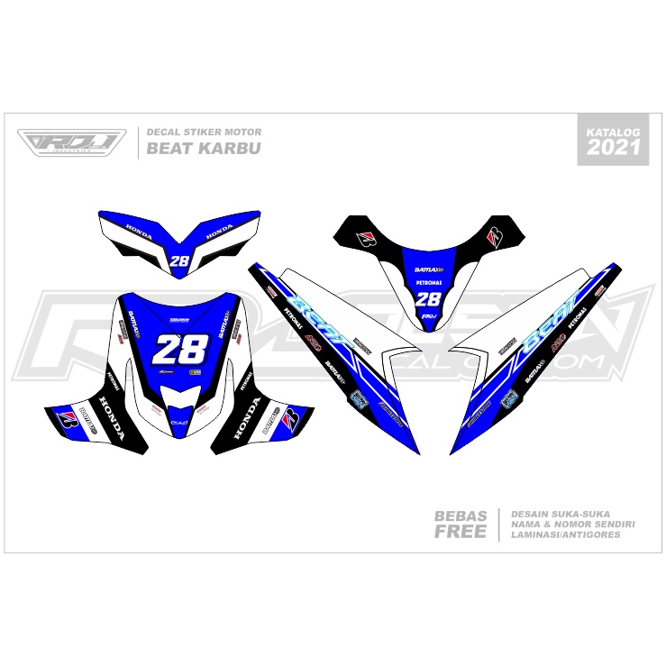 DECAL STIKER BEAT PERTAMA (001) DEKAL STICKER BEAT KARBU FULLBODY 2008 2009 2010 2011 HITAM BIRU PUT