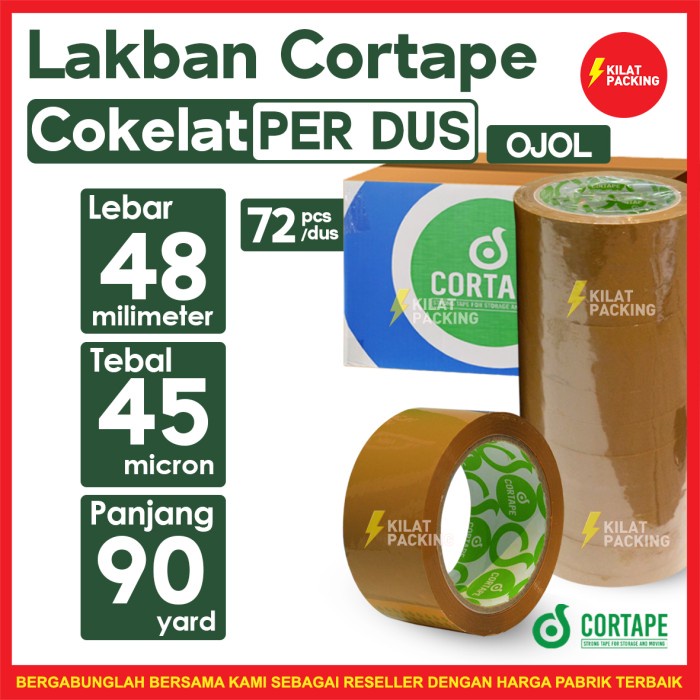 

Lakban Cortape Isolasi Coklat 48mm x 90 yard 1 Dus-OJOL