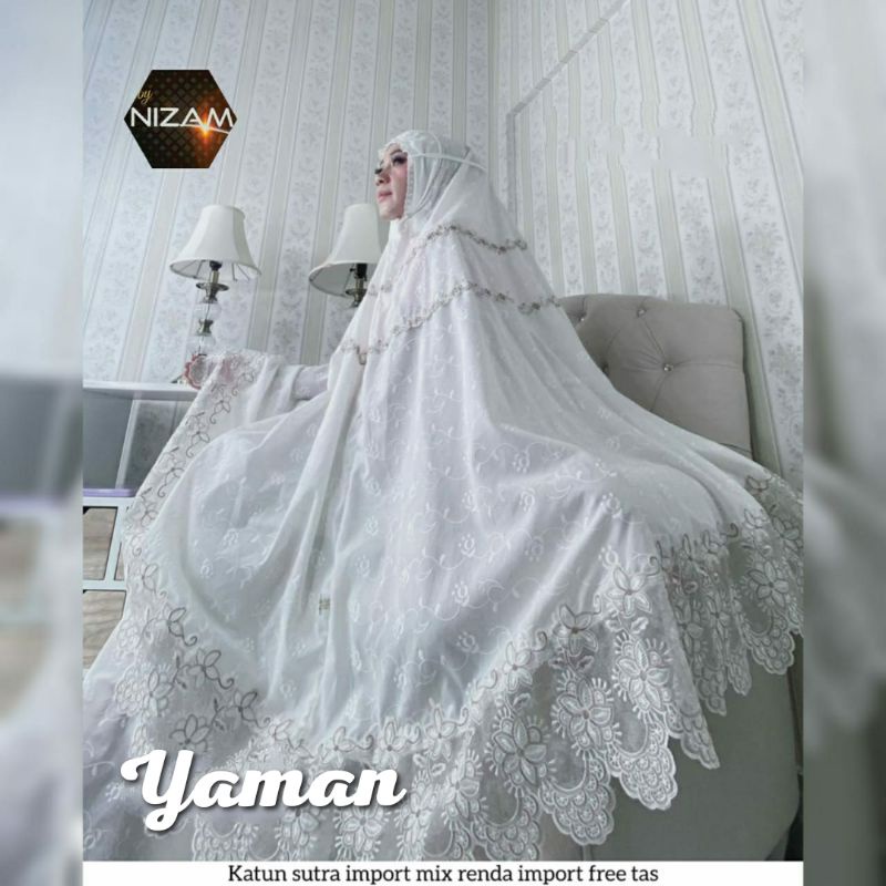 Mukena sutra renda import mukena dewasa yaman jumbo