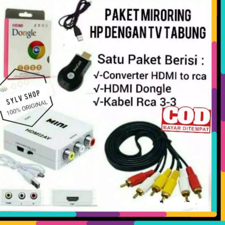 ■■■ PAKET ANYCASH HDMI DONGEL UNTUK KE TV TABUNG ANYCASH HDMI DONGLE WIFI HDMI2AV / PENGHUBUNG HP KE