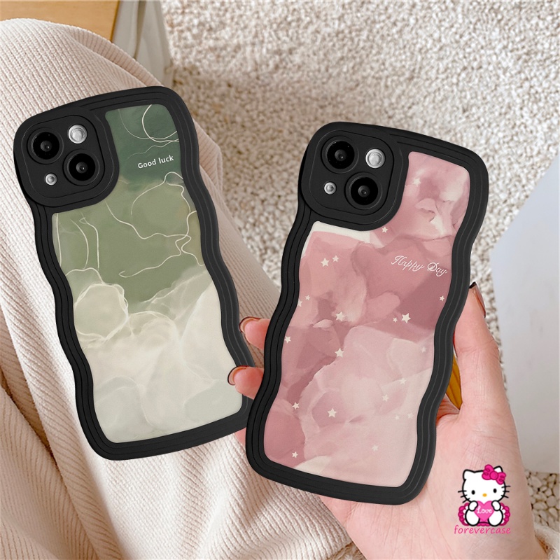 Case Untuk Samsung A12 A04 A53 A32 A50s A22 A13 A04s A04E A03s A50 A23 A52 A52s A33 A02s A03 A21s A30s A20 A11 A51 M22 A31 M32 Couple Wavy Edge Halo Dyed Watercolor Star Soft Cover