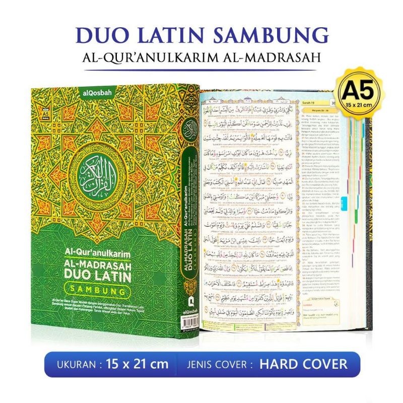 Al Quran Al MADRASAH A5 DUO LATIN Sambung / AlQuran BESAR Terjemah & Tajwid Transliterasi Latin Al Q