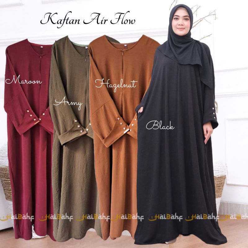 Betwing Abaya Kaftan Hitam Besic Polos Busui Friendly Gamis turkey Umroh
