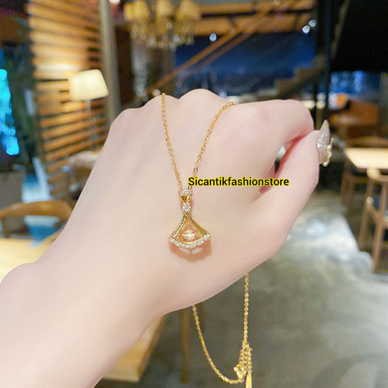 KALUNG TITANIUM WANITA TRENDING ASLI TITANIUM ANTI KARAT SELAMANYA PERHIASAN KOREA KEKINIAN TRENDING LAPIS EMAS 18K PERHIASAN WANITA KOREA KALUNG WANITA BERKUALITAS IMPORT KALUNG TITANIUM FASHION WANITA