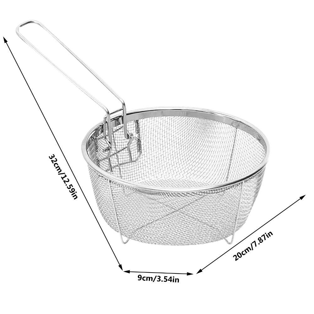 [Elegan] Keranjang Goreng Sayap Ayam Bawang Cincin Kentang Goreng Stainless Steel Dengan Pegangan Mesh Net Alat Masak
