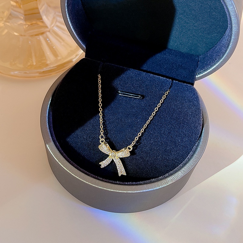 Mode Baru Busur Kalung Wanita Mewah Manis Kalung Choker Titanium