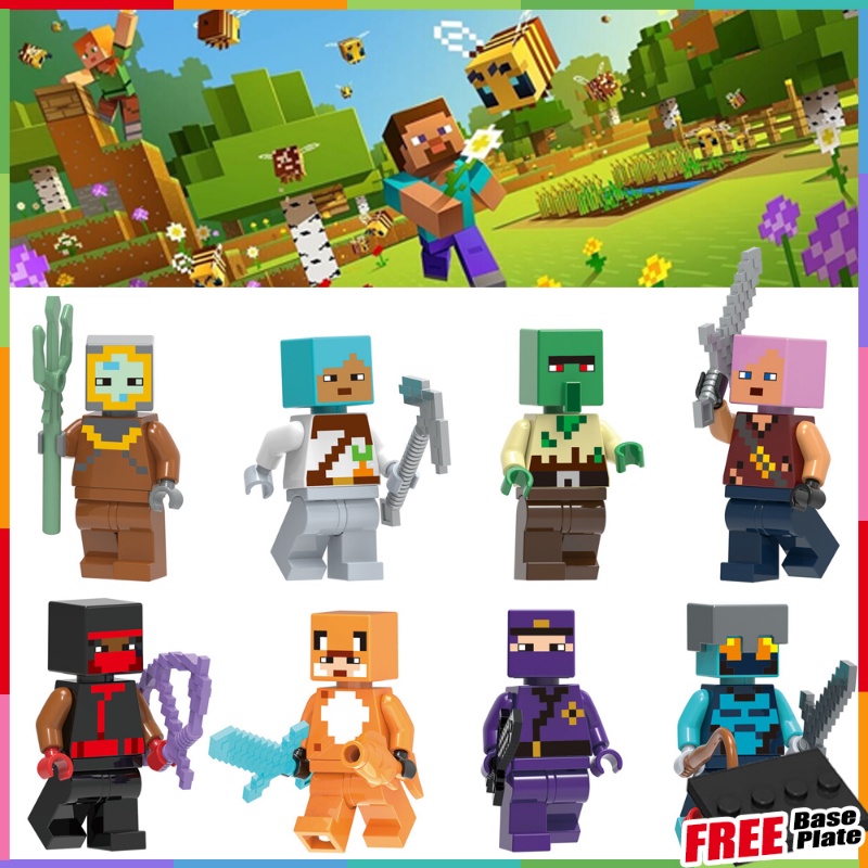 Diver Minifigures Ninja MC Tamer Zombie Villager Zombie Pigman Fox Rogue Game Mainan Hadiah Figurs Mini G0105