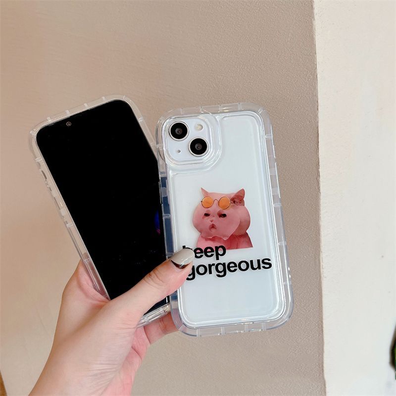 IPHONE Casing Ponsel Lembut Kucing Gemuk Kompatibel Untuk Iphone14 13 12 11 Pro XS Max X XR 78 6 6S Plus Casing Transparan Shockproof TPU Cover