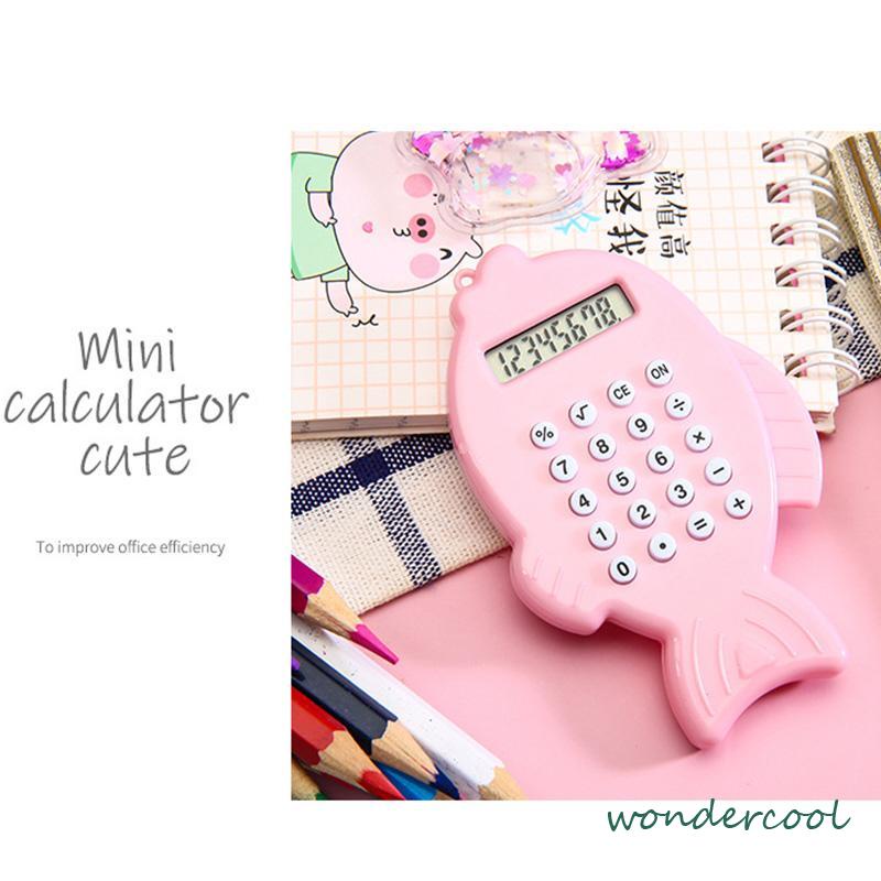 Kalkulator Mini saku motif Lucu Korea style Berwarna-warni Kalkulator Gantungan Kunci Ikan 8 digit Kreatif-Won